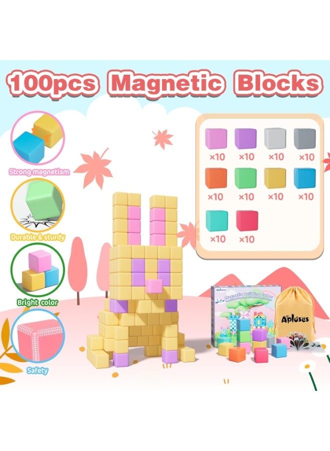 LBMT 100pcs Magnetic Blocks, Magnetic Cubes for Kids Ages 3-8, STEM Educational Building Toys for Toddlers & Preschoolers, Sensory Autism-Friendly Learning Toys Gift for Boys & Girls 3-8 Years Old。 - Image 2