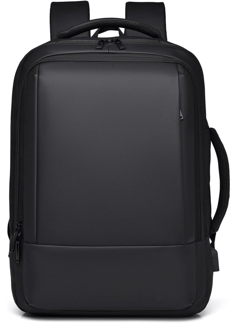 Miya Business Casual Backpack, Laptop Backpack, Travel Backpack,Laptop  backpack, Waterproof Canvas Backpack, Expandable Backpack with USB Charging Port, PU Film Backpack, Black. - Image 1