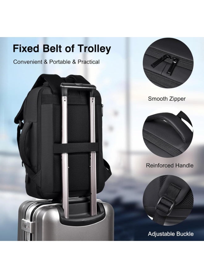 Miya Business Casual Backpack, Laptop Backpack, Travel Backpack,Laptop  backpack, Waterproof Canvas Backpack, Expandable Backpack with USB Charging Port, PU Film Backpack, Black. - Image 5