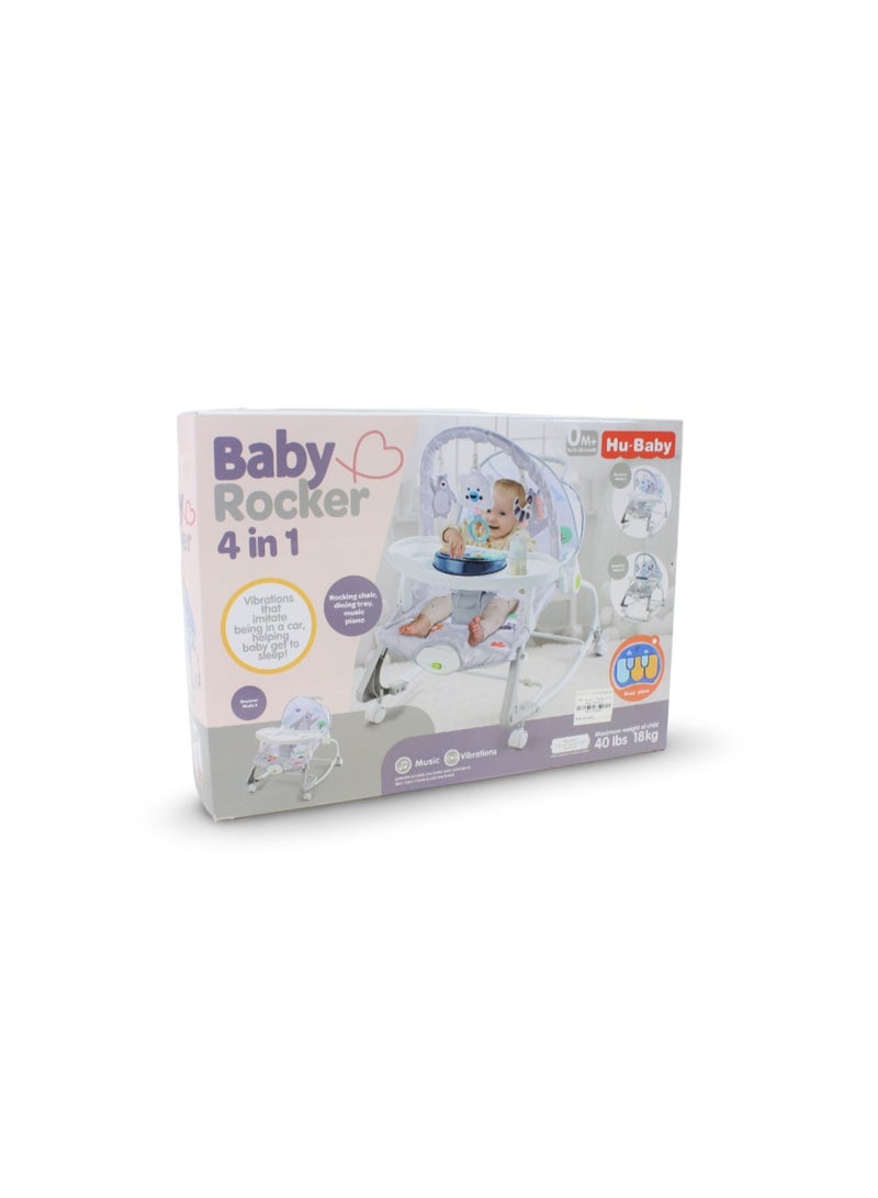 Hu-Baby 4-in-1 Baby Rocker – Grey - Image 2