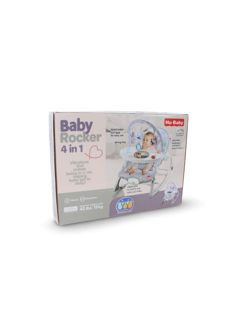 Hu-Baby 4-in-1 Baby Rocker – Grey - Image 1