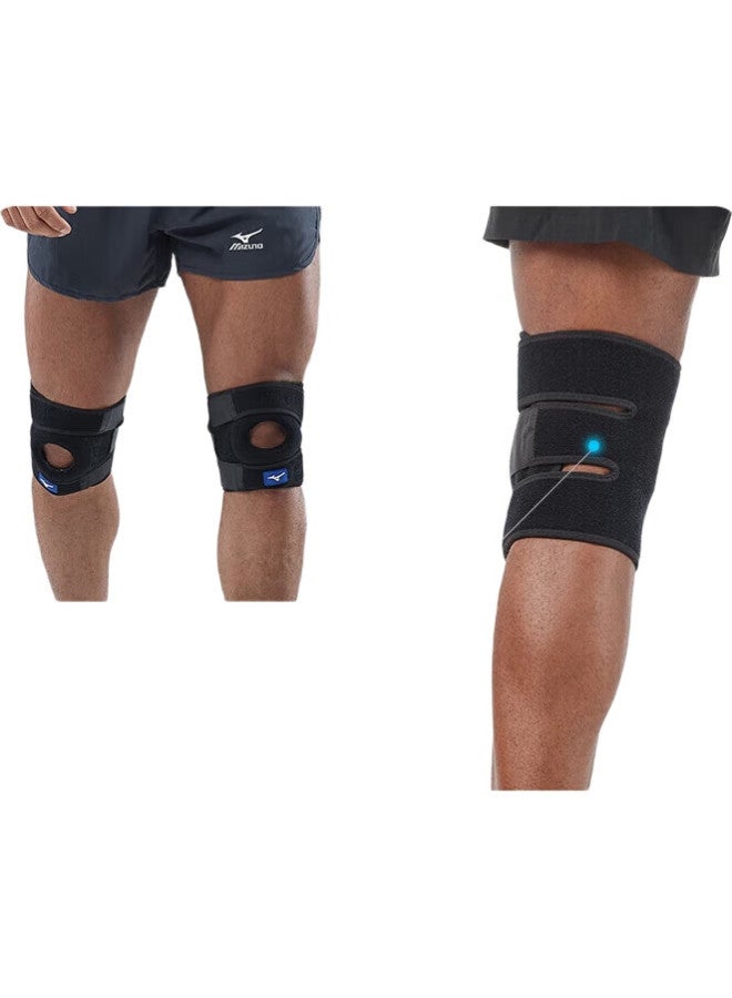 Mizuno دعامة الركبة الرياضية، واقي الجري، حزام الرضفة، دعم مضاد للتصادم للرجال والنساء، كرة السلة، الجري، التنزه، 041-00F، عبوة واحدة - Image 1