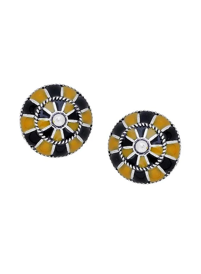 VOYLLA Taal Mridang Enameled Dholki Stud Earrings