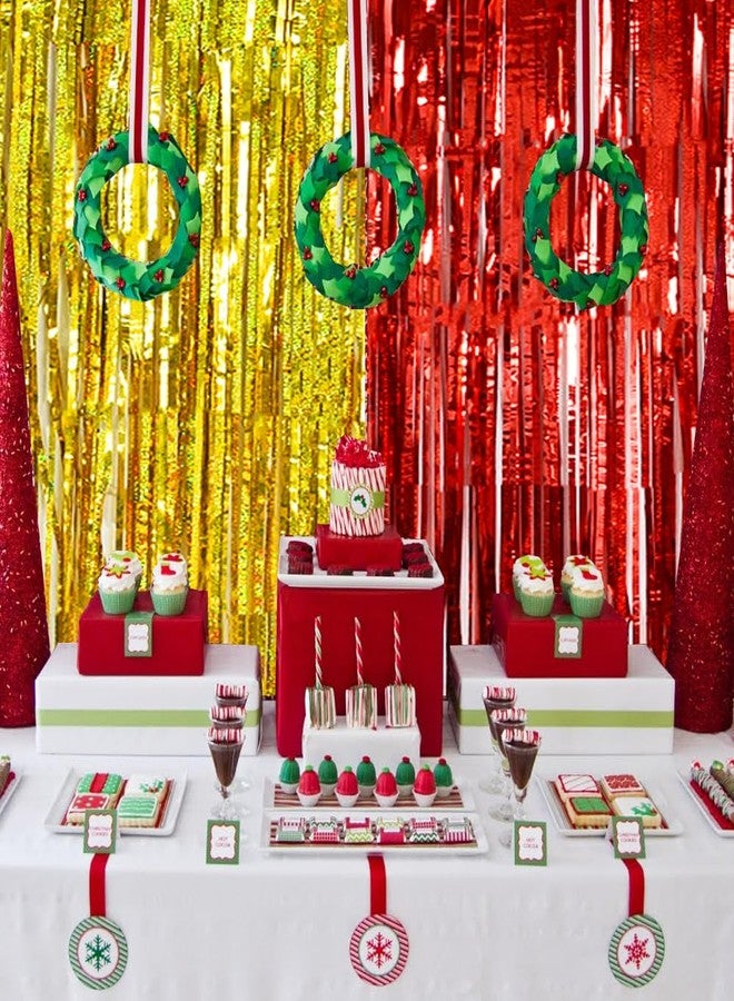 بيشيدا ستائر من رقائق معدنية مزينة بشراشيب حمراء وذهبية من BEISHIDA مكونة من 4 قطع، خلفية لامعة لتزيين حفلات رأس السنة الصينية وأعياد الميلاد والتخرج والذكرى السنوية للزفاف وحفلات الكريسماس - Image 5