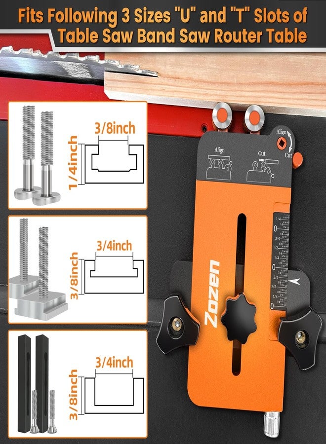 ZOZEN Thin Rip Jig + Feather Boards for Table Saw Jig Guide, Zozen 2in1 Woodworking Tools, Make Repetitive Strip Cut While Powerful Reducing Kickback, Directly Data without Calculation, for 3/4"X3/8"T Slots - Image 3