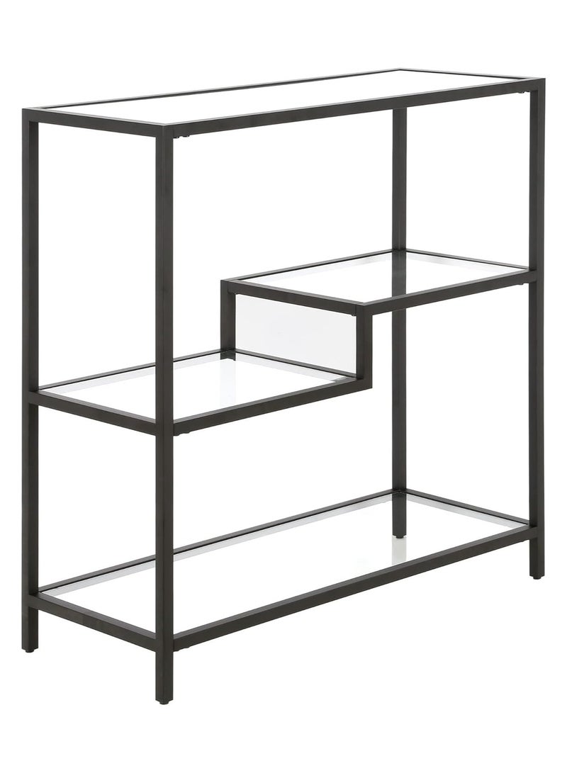 HOME TASTE Metal Bookcase with Tempered Glass Shelves Modern Storage Rack for Home Office Living Room Bedroom Bathroom Plant Stand Display Shelf Tall Bookshelf  - Image 5