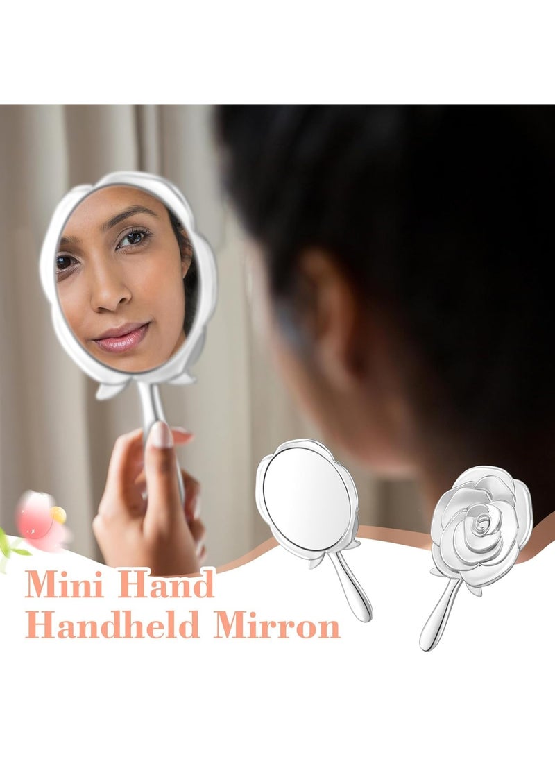 LAMAY 36PCS Rose Round Handheld Makeup Mirrors, Bulk Pack, with Thank You Tags, Organza Bag, and 10-Meter Twine, Suitable for Wedding Party Favors and Bridal Showers (Silver) - Image 2