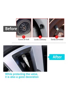 KASTWAVE Car Wheel Tire Valve Caps, 4 Pack Spiked Aluminum Valve Stem Caps, Attractive Dustproof Car Accessories, Universal for Most Vehicles (Silver, 45MM)  - Image 2