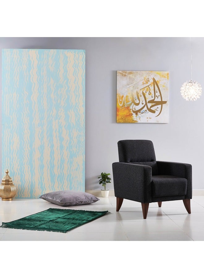 سجادة صلاة منقوشة من البوليستر مضادة للانزلاق، خضراء، 80×120 سم - Image 3