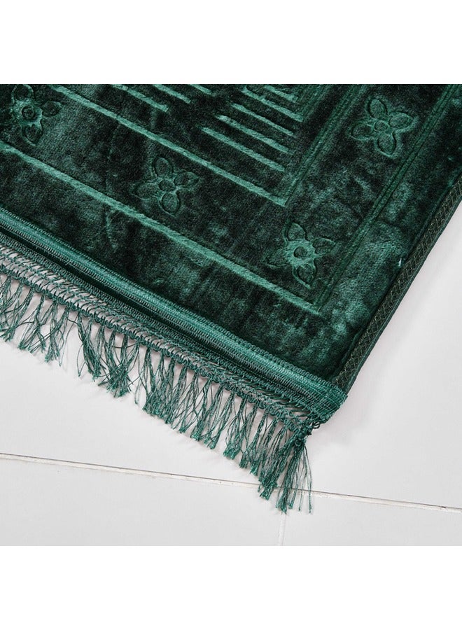 سجادة صلاة منقوشة من البوليستر مضادة للانزلاق، خضراء، 80×120 سم - Image 2