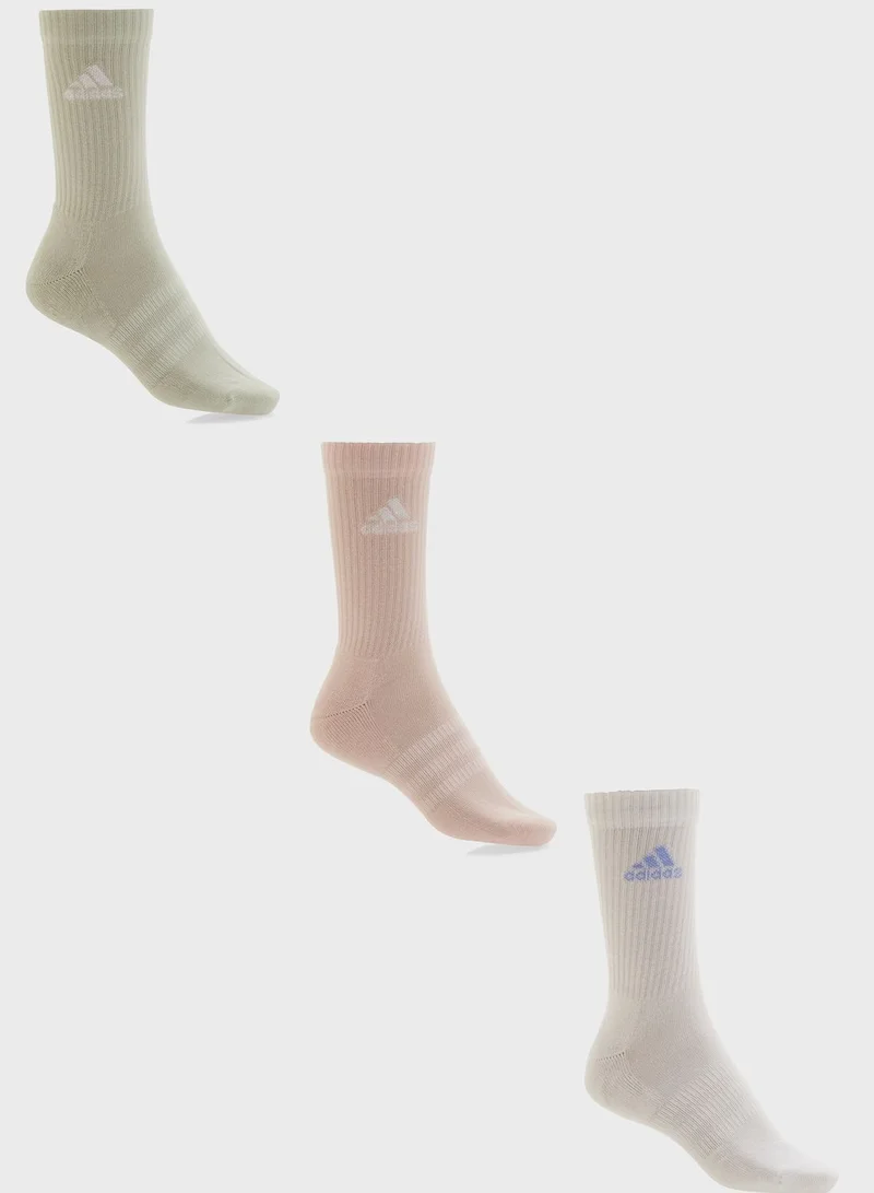 Adidas 3 Pack Cushioned Crew Socks