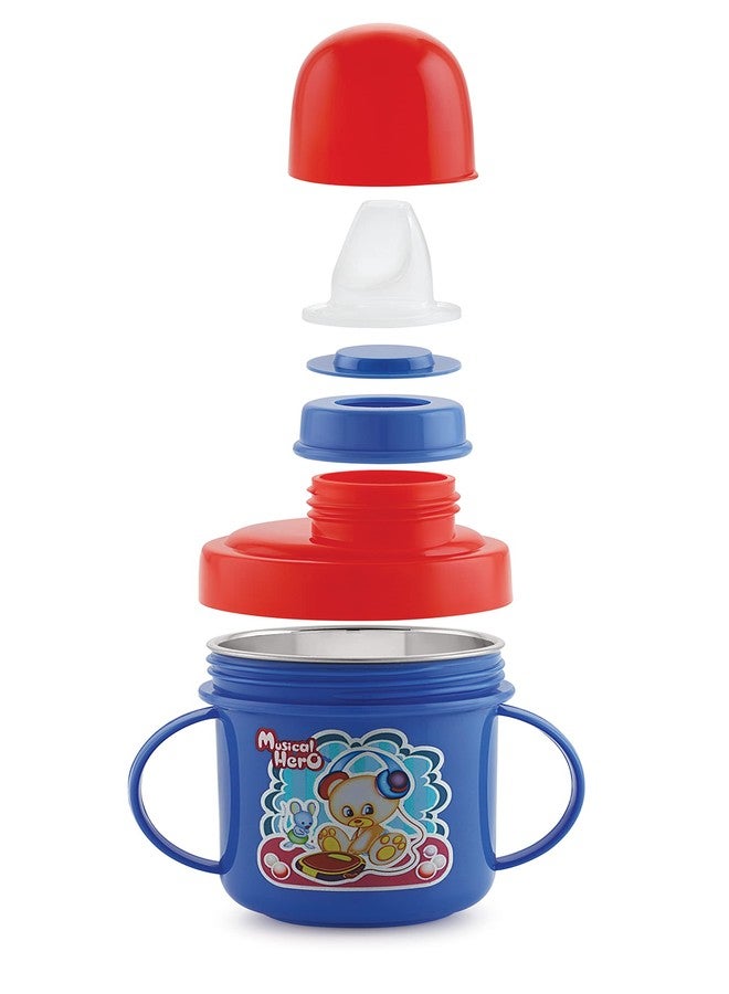 Nabhya Combo of 3pc Stainless Steel Plastic Multicolour Soft Nipple Sippy Cups for Baby Sipper Cup | Anti-Spill Sippy Cup | BPA Free | Plastic Sipper - Image 3