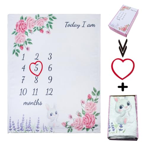 vmaisi Baby Milestone Blanket Gifts for Girl - Newborn Monthly Year Infant Growth Blankets Nursery Swaddling Blankets (Flowers, Single Printed) - Image 4