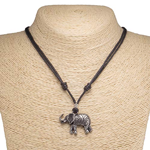 BlueRica Elephant on Adjustable Black Cord Necklace - Image 2