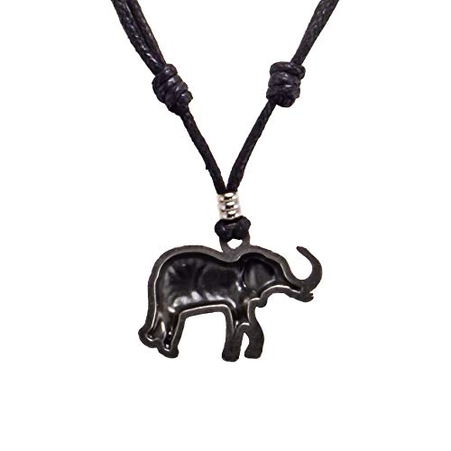BlueRica Elephant on Adjustable Black Cord Necklace - Image 3