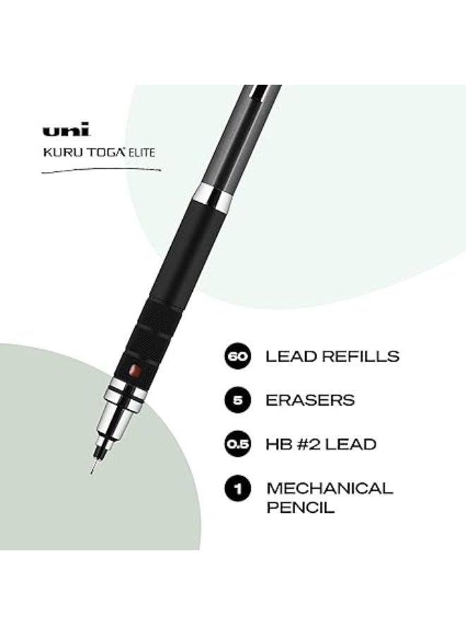 Uni-Ball - OMG Kuru Toga Elite Mechanical Pencil for Beginners, 0.5mm HB #2, Metal Gun Barrel Body, High Precision Writing and Drawing Tool, Ideal for School and Office Use – Mechanical Pencil – Refillable Writing Tool – Stationery Supplies - Image 3