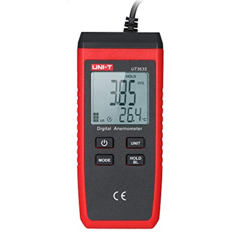 عداد سرعة الرياح، Ut363S Mini LCD مقياس شدة الريح الرقمي المحمول لقياس سرعة الرياح، جهاز اختبار درجة حرارة سرعة الهواء - Image 2