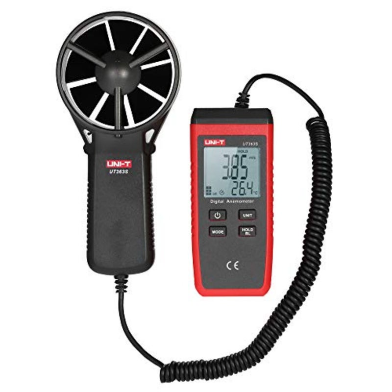 عداد سرعة الرياح، Ut363S Mini LCD مقياس شدة الريح الرقمي المحمول لقياس سرعة الرياح، جهاز اختبار درجة حرارة سرعة الهواء - Image 1