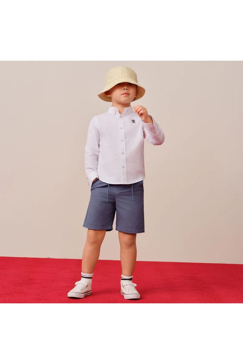 جيوردانو قميص أكسفورد قطني أبيض للأولاد