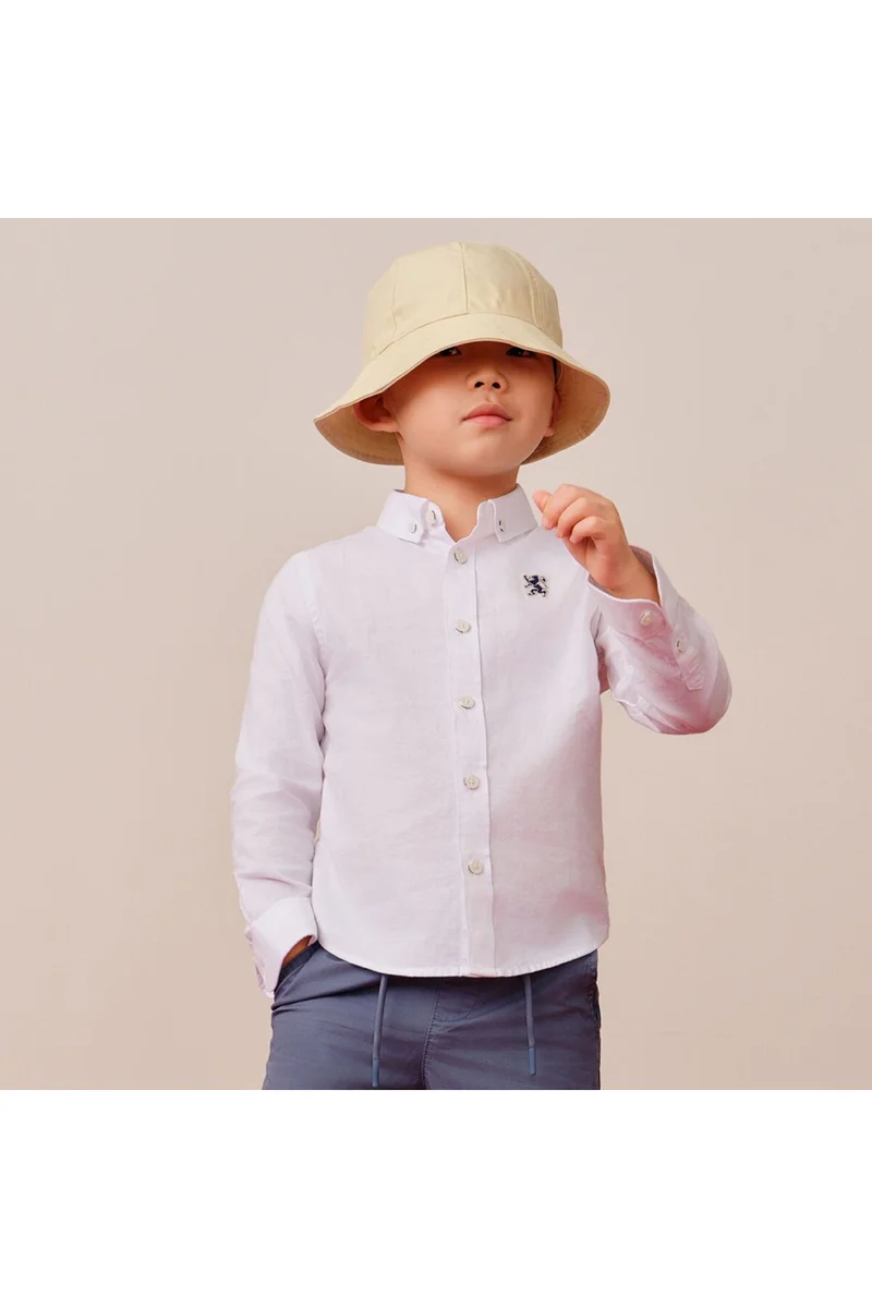 GIORDANO Kids' White Cotton Oxford Shirt for Boys