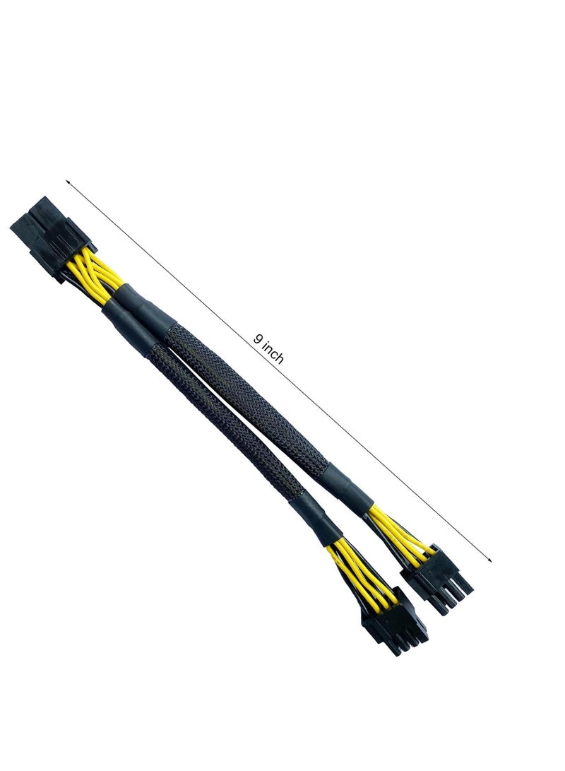 GPU VGA PCI-e 8 Pin Female to Dual 8(6+2) Pin Male PCI Express Adapter Braided Sleeved Splitter Power Cable 8.7 inch/22cm - Image 1
