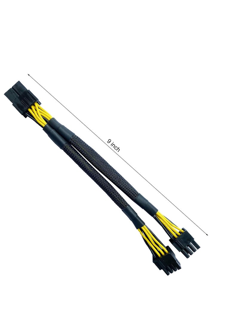 GPU VGA PCI-e 8 Pin Female to Dual 8(6+2) Pin Male PCI Express Adapter Braided Sleeved Splitter Power Cable 8.7 inch/22cm - Image 2