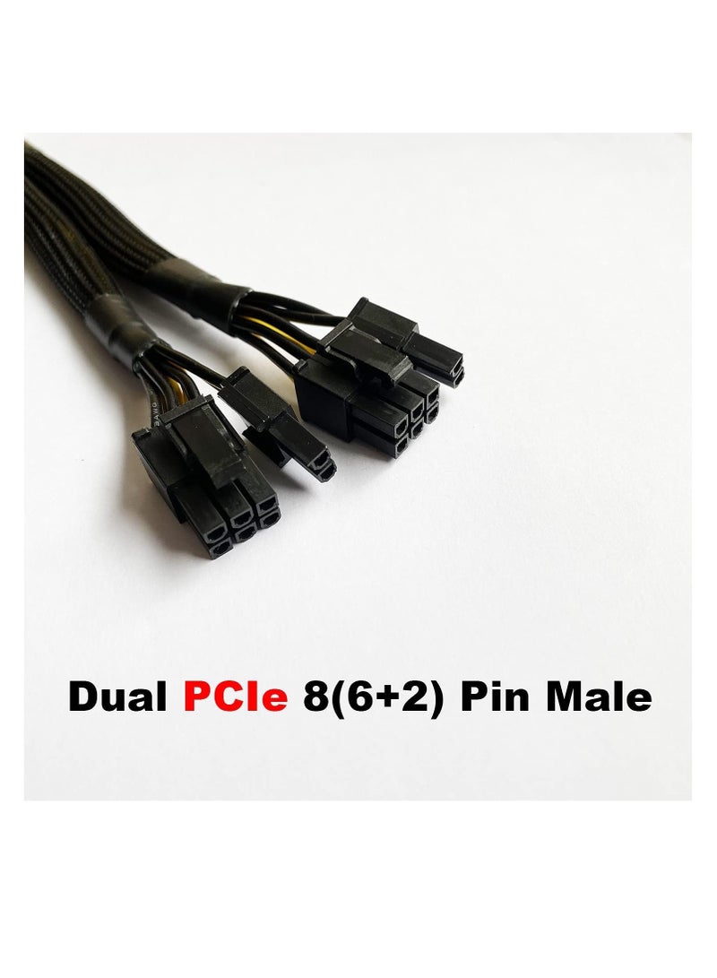 GPU VGA PCI-e 8 Pin Female to Dual 8(6+2) Pin Male PCI Express Adapter Braided Sleeved Splitter Power Cable 8.7 inch/22cm - Image 3