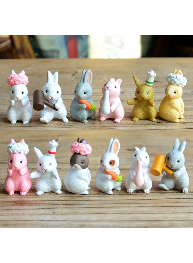 Cream Glue Patch Cute And Wind Printing Rabbit Flower Rabbit Doll Ornaments DIY Handmade Baking Decoration Hand-color:12 Styles Of Garland Rabbits  - Image 1