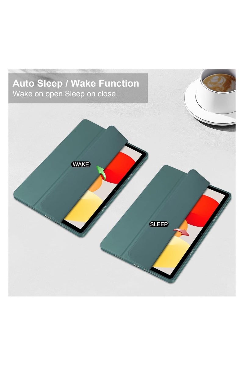 Tablet Case for Xiaomi Redmi Pad SE, Slim Trifold Cover with Pen Holder, Shockproof Case with Clear Back Cover for Redmi Pad SE, Auto Wake/Sleep (Green, Xiaomi Redmi Pad SE) - Image 2