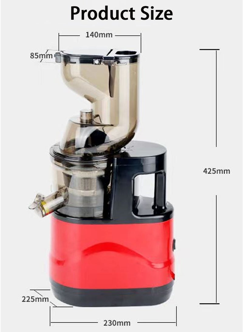 MarlaMall ماكينات عصارة مضغوطة، مع فتحة تغذية واسعة 83 مم، ماكينات عصارة كهربائية للخضروات والفواكه، سهلة التنظيف بفرشاة، عصارة ضغط بارد خالية من BPA (أحمر) - Image 2