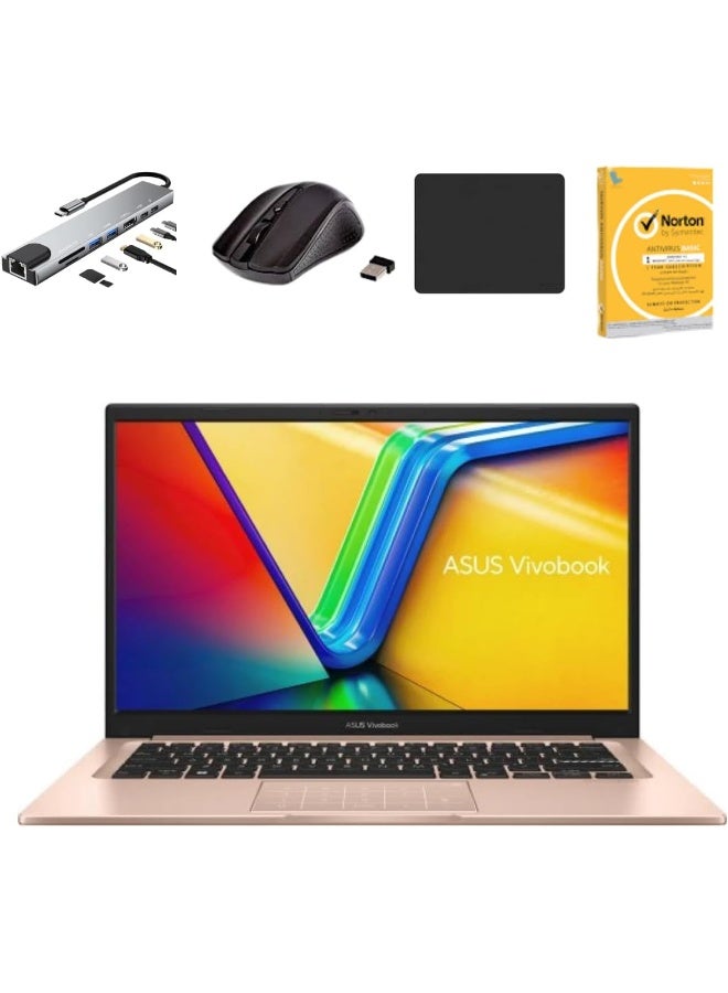 ASUS Vivobook X1404 Laptop with Intel Core i3-1315U| 14" FHD Display| 8GB DDR4 RAM| 512GB SSD| Intel UHD Graphics| Windows 11 With Bundle (Terra Cotta) English Terra Cotta - Image 1
