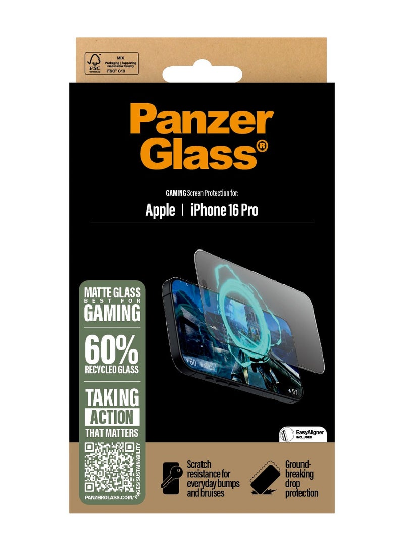 PanzerGlass حماية شاشة زجاجية غير لامعة من PanzerGlass® لجهاز Apple iPhone 16 Pro، EasyAligner، مضادة للتوهج ومضادة لبصمات الأصابع، زجاج مقسى، حساسية عالية للمس، سطح سلس للغاية - Image 3