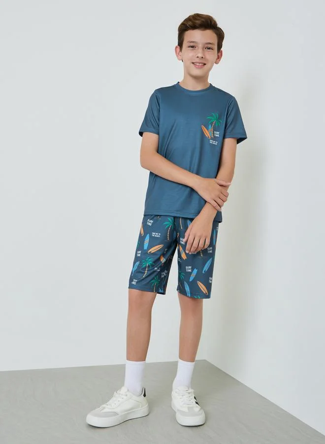 Styli Boys Printed T-Shirt and Shorts Set
