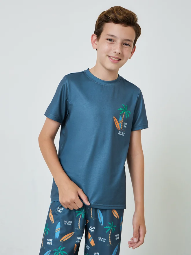 Styli Styli Boys Printed T-Shirt and Shorts Set