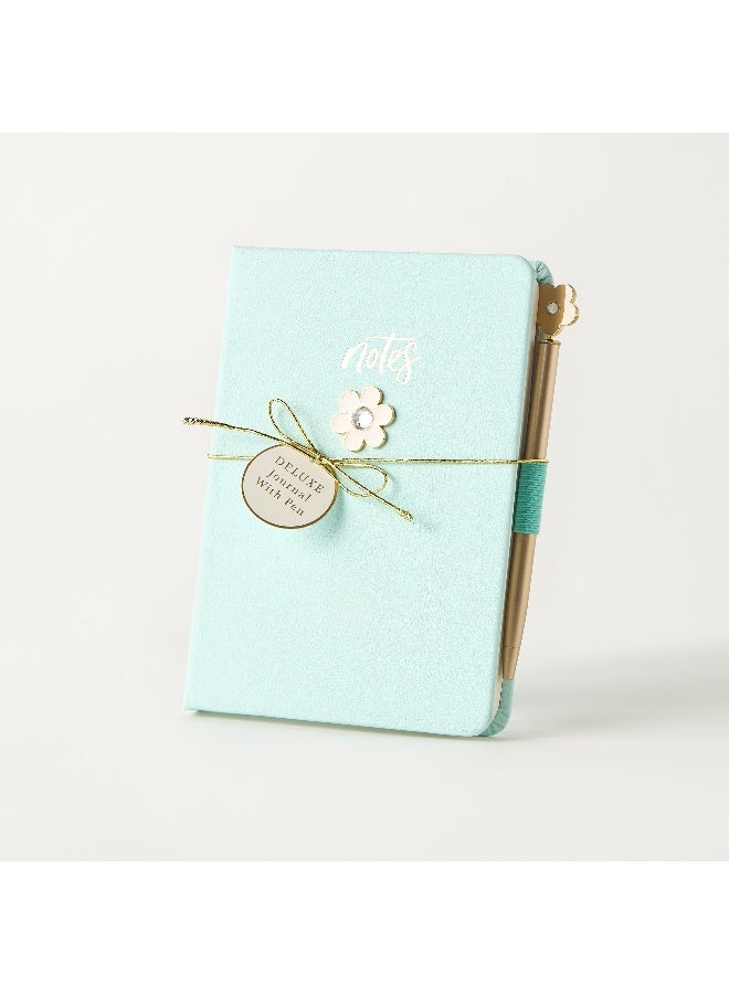 LIFESTYLE Floral Applique Journal in Mint Green for Women - Image 3