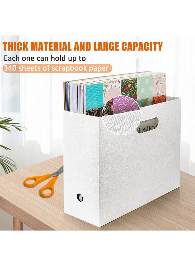 tutata Foldable Scrapbook Paper Storage Organizer, 12x12 Scrapbook Paper Storage, Plastic File Organizer, White, 3 Pack - Image 2