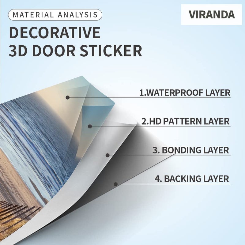 VIRANDA 3D Door Stickers Murals Peel and Stick - Telephone Booth - Decals Self-Adhesive Wallpaper Removable PVC Waterproof Poster for Bedroom Living Room 30.3" x 78.7" - Image 3
