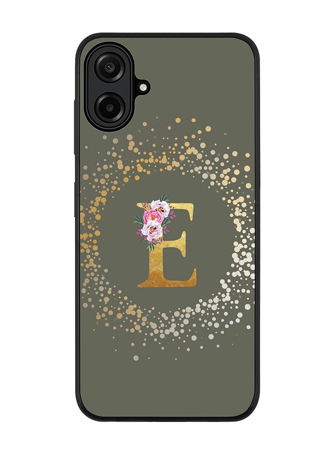 Stylizedd For Samsung Galaxy A07 4G Case,Slim fit Camera Protection, Shockproof Thin Phone cover  - Custom Monogram Floral - E  (Olive Green )