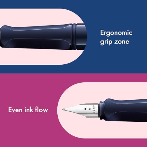 LAMY safari dark dusk - Fountain Pen with ergonomic grip & polished steel nib in size M - ideal for any Writing & Calligraphy - including LAMY T 10 blue cartridge - Right-Handed - Image 2