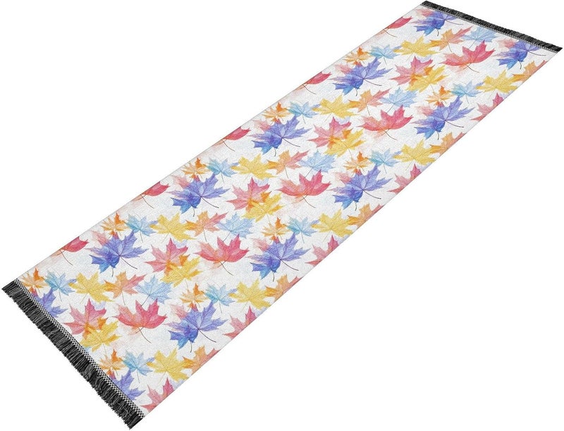 Living Room Runner Washable Non Slip Laundry Room Rug Tassel Carpet for Bathroom Laundry Home Decor Maple Leaves Colorful - Image 1