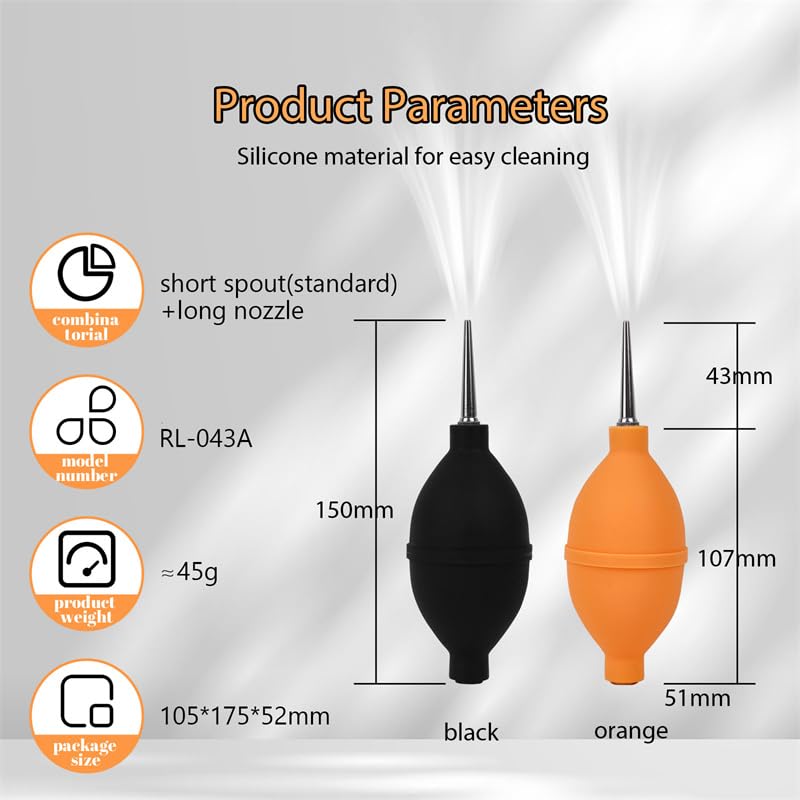 BOBORAT 1pcs-Coffee Grinder Cleaning -Blower Coffee Powder -Air-Move Filter Cleaning Tool Air Blaster Blower - for Camera Cleaning,Espresso air for Automobiles, Keyboards-Long and Short Dual Purpose (Black) - Image 5