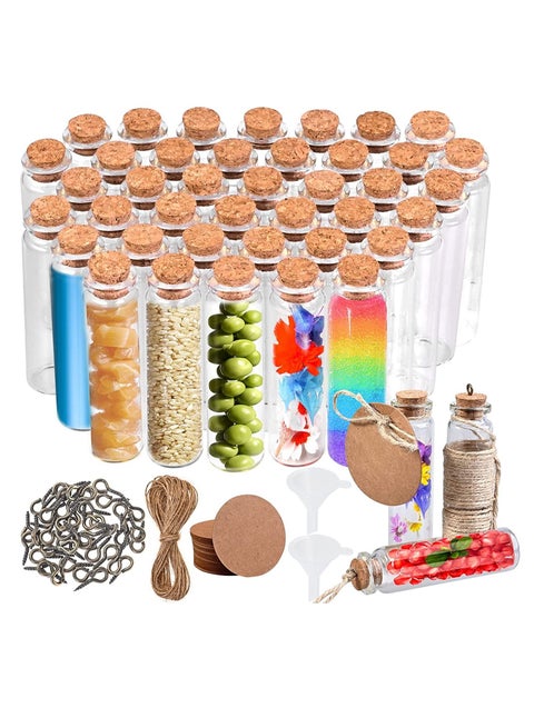 40pcs 20ml Small Glass Bottles with Corks, Jar Cork Lid, Mini Clear Tags and Strings for DIY Art Crafts Storage, Vials Wedding Favors Stoppers,Tiny Jars Craft Storage