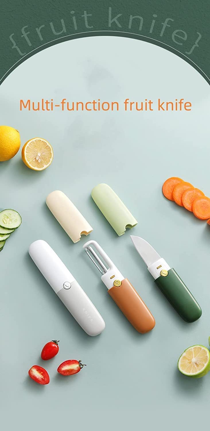 ZURATO Multifunctional 2 in 1 Stainless Steel Fruit Knife Peeler, Fruit and Vegetable Peeler Dual-Use Knife, Outdoor Kitchen Tools Portable Peeling Fruit Peeler - Pack of 1 (2 in 1 Knife) - Image 5