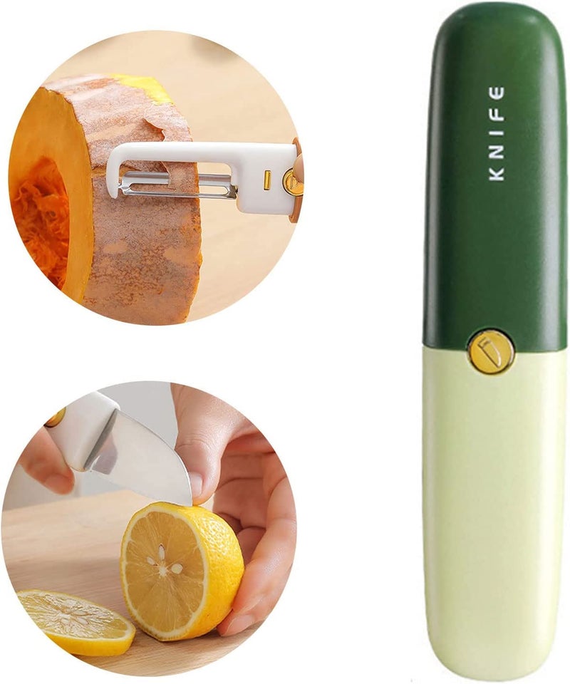 ZURATO Multifunctional 2 in 1 Stainless Steel Fruit Knife Peeler, Fruit and Vegetable Peeler Dual-Use Knife, Outdoor Kitchen Tools Portable Peeling Fruit Peeler - Pack of 1 (2 in 1 Knife) - Image 3