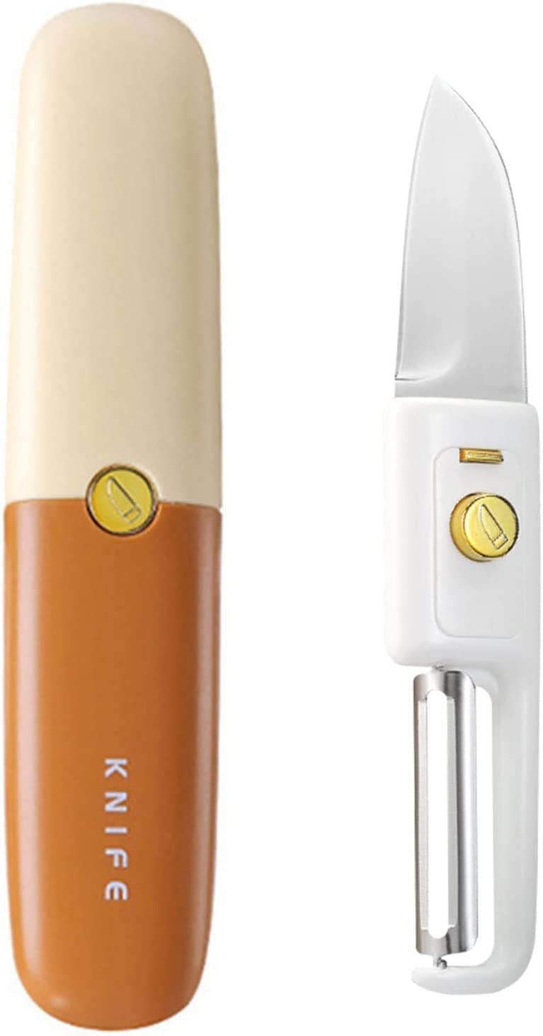 ZURATO Multifunctional 2 in 1 Stainless Steel Fruit Knife Peeler, Fruit and Vegetable Peeler Dual-Use Knife, Outdoor Kitchen Tools Portable Peeling Fruit Peeler - Pack of 1 (2 in 1 Knife) - Image 1