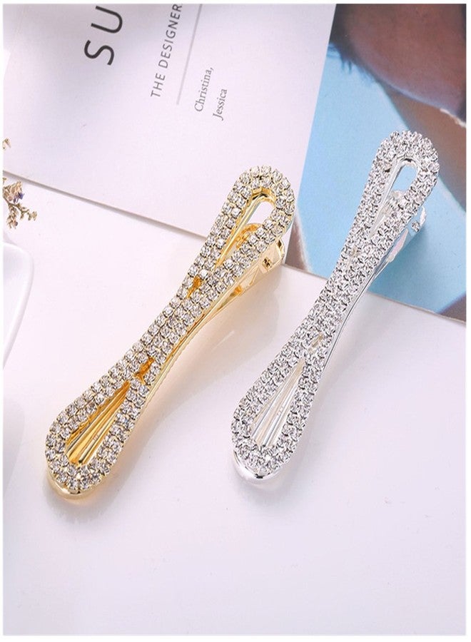 Ruihfas Fashion 2Pcs Bling Women Girls Full Rhinestone Hair Clips Pins Crystal Beak Clip Duckbill Clip Alligator Clip Hairpins Barrettes - Image 2