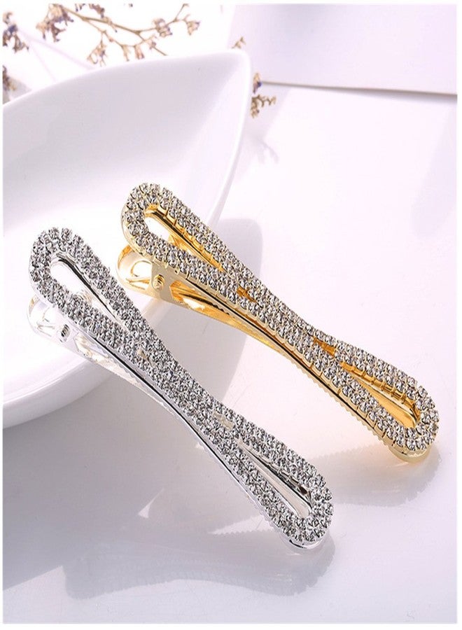 Ruihfas Fashion 2Pcs Bling Women Girls Full Rhinestone Hair Clips Pins Crystal Beak Clip Duckbill Clip Alligator Clip Hairpins Barrettes - Image 3