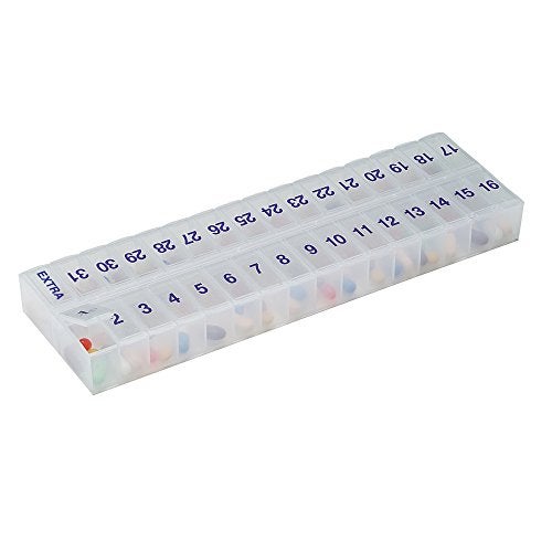 EZY DOSE (31-Day) Monthly Pill, Medicine, Vitamin Organizer Box, Monthly, Daily Planner, Extra Storage Compartments, Transparent Lids, BPA Free - Image 2