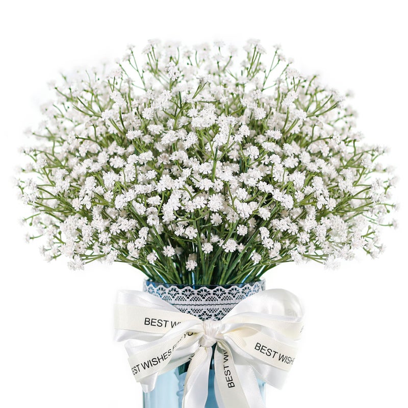 Der Rose 12Pcs Babys Breath Artificial Flowers White Fake Babies Breath Gypsophila Flowers Bulk Real Touch Faux Baby's Breath Flowers DIY for Wedding Floral Arrangements Home Party Decoration - Image 1