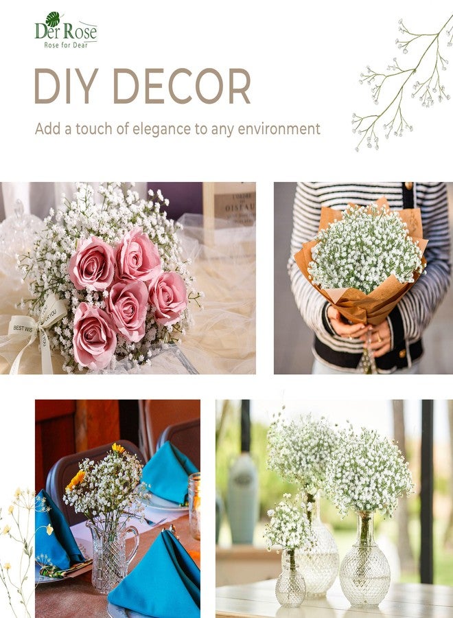 Der Rose 12Pcs Babys Breath Artificial Flowers White Fake Babies Breath Gypsophila Flowers Bulk Real Touch Faux Baby's Breath Flowers DIY for Wedding Floral Arrangements Home Party Decoration - Image 3